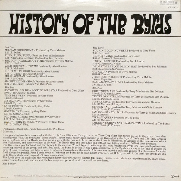 The Byrds - History Of The Byrds tweedehands pop vinyl bij Run4Records