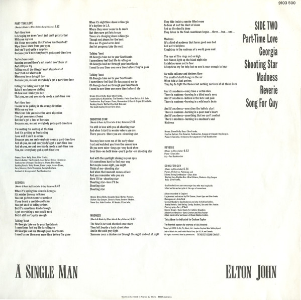 Elton John - A Single Man tweedehands pop vinyl bij Run4Records