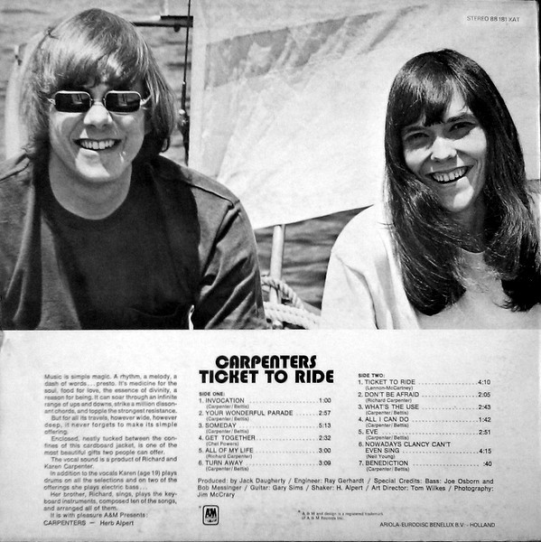 Carpenters - Ticket To Ride tweedehands pop vinyl bij Run4Records