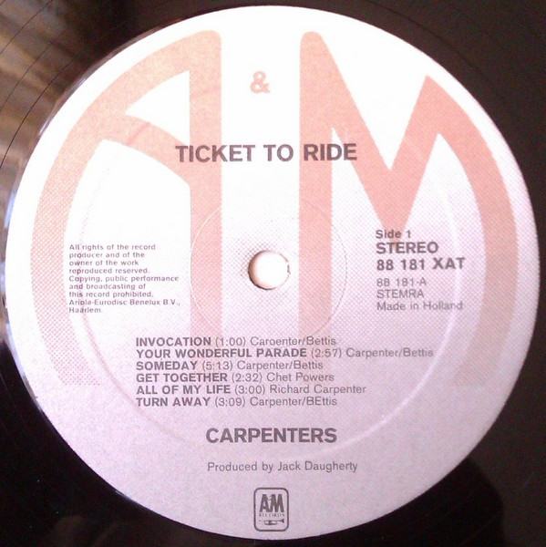 Carpenters - Ticket To Ride tweedehands pop vinyl bij Run4Records
