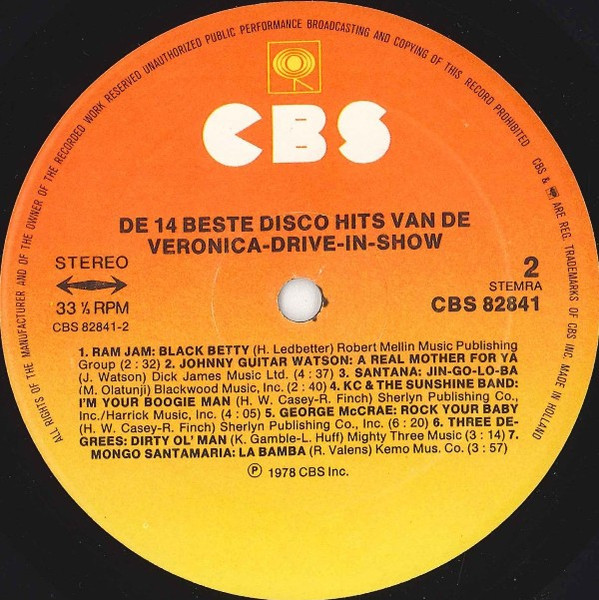 Various - De 14 Beste Disco Hits Van De Veronica Drive-in Show tweedehands verzamel vinyl bij Run4Records