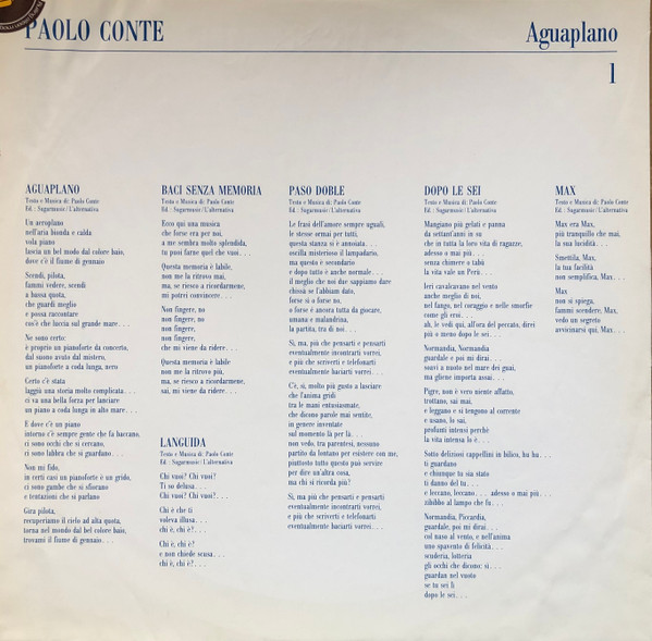Paolo Conte - Aguaplano tweedehands pop vinyl bij Run4Records