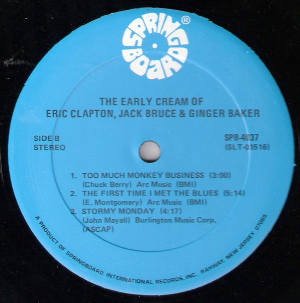 Eric Clapton, Jack Bruce, Ginger Baker - The Early Cream Of Eric Clapton, Jack Bruce & Ginger Baker tweedehands pop vinyl bij Run4Records