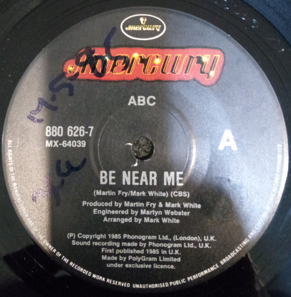 ABC – Be Near Me (no cover) wacht op jou bij Run4records. Jouw 2ehands vinyl Site