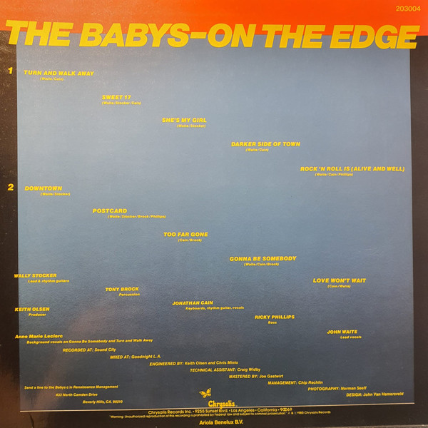 The Babys - On The Edge tweedehands pop vinyl bij Run4Records