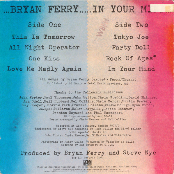 Bryan Ferry - In Your Mind tweedehands pop vinyl bij Run4Records