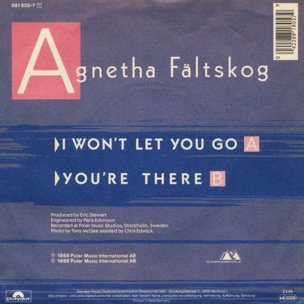 Agnetha Fältskog - I Won't Let You Go tweedehands 7 inch LP bij Run4Records