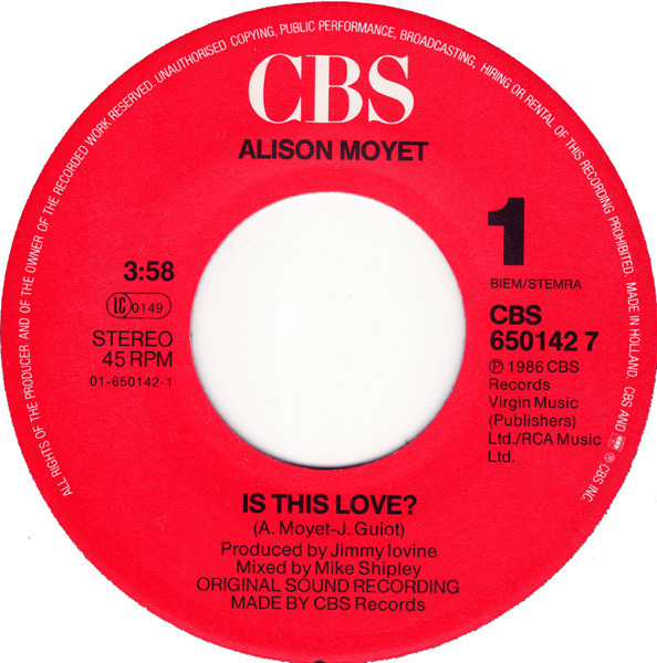 Alison Moyet - Is This Love? tweedehands 7 inch LP bij Run4Records