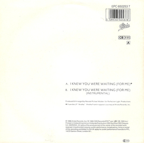 Aretha Franklin, George Michael - I Knew You Were Waiting (For Me) tweedehands 7 inch LP bij Run4Records