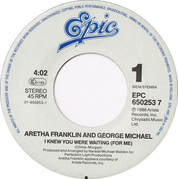 Aretha Franklin, George Michael - I Knew You Were Waiting (For Me) tweedehands 7 inch LP bij Run4Records