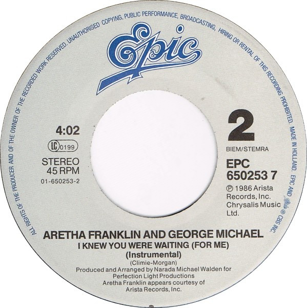 Aretha Franklin, George Michael - I Knew You Were Waiting (For Me) tweedehands 7 inch LP bij Run4Records