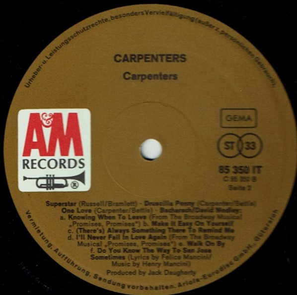 Carpenters - Carpenters tweedehands pop LP bij Run4Records