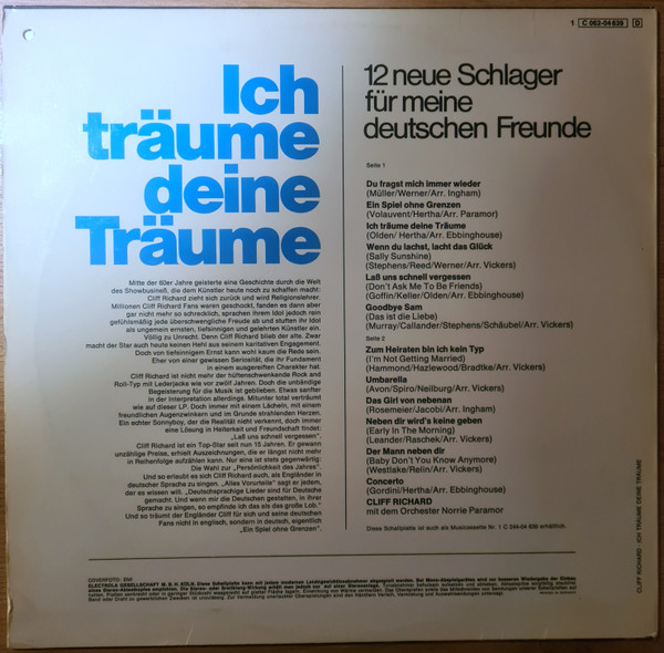 Cliff Richard - Ich Träume Deine Träume tweedehands pop LP bij Run4Records