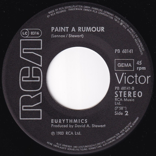 Eurythmics - Here Comes The Rain Again tweedehands 7 inch LP bij Run4Records
