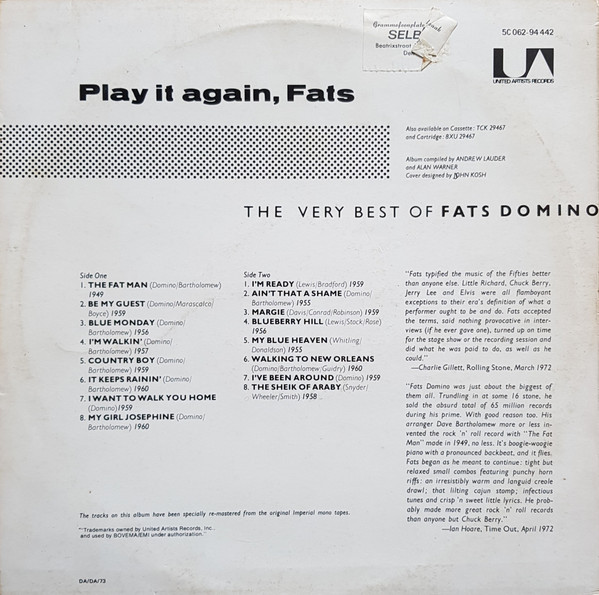 Fats Domino - The Very Best Of Fats Domino - Play It Again, Fats tweedehands soul LP bij Run4Records