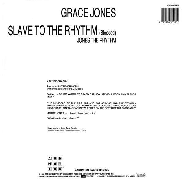 Grace Jones - Slave To The Rhythm tweedehands soul LP bij Run4Records