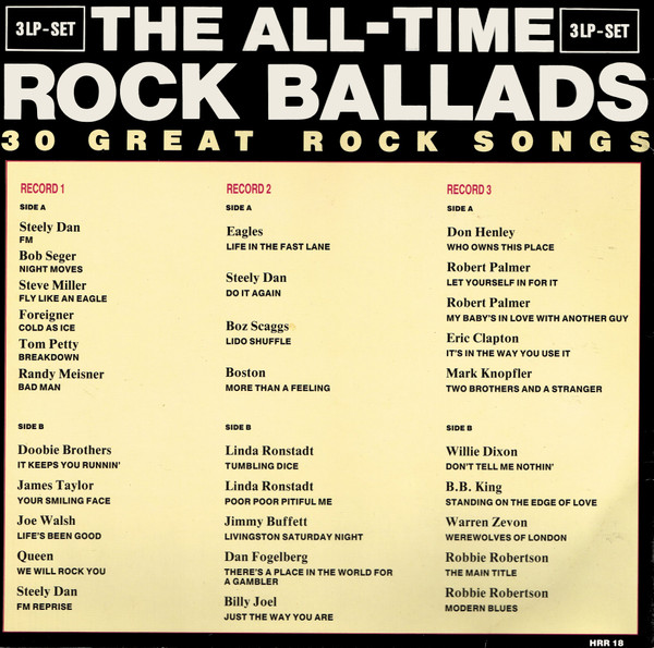 Various - The All-Time Rock Ballads 30 Great Rock Songs tweedehands verzamel LP bij Run4Records