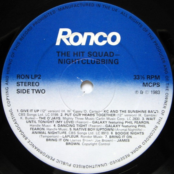 Various - The Hit Squad Nightclubbing tweedehands verzamel LP bij Run4Records