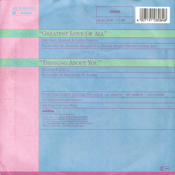 Whitney Houston - Greatest Love Of All tweedehands 7 inch LP bij Run4Records