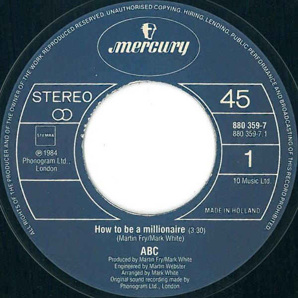 ABC - How To Be A Millionaire tweedehands 7 inch LP bij Run4Records