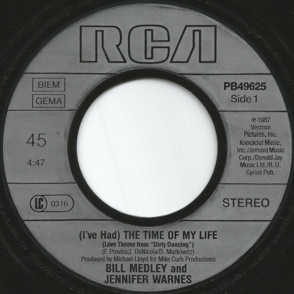 Bill Medley, Jennifer Warnes - (I've Had) The Time Of My Life tweedehands 7 inch LP bij Run4Records