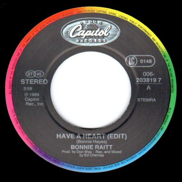 Bonnie Raitt - Have A Heart tweedehands 7 inch LP bij Run4Records