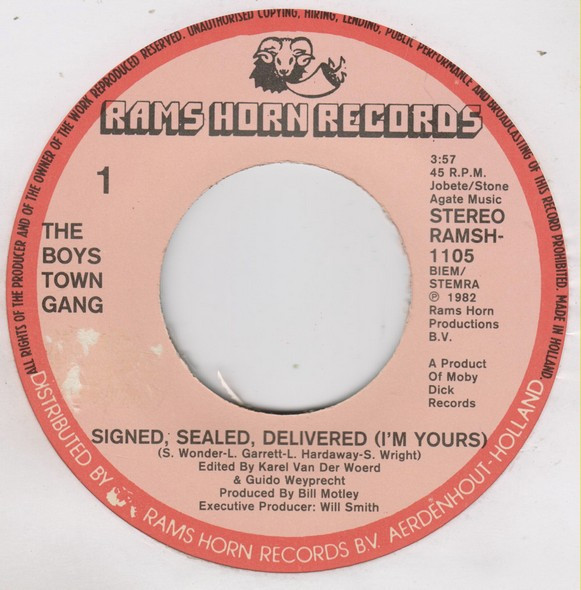 Boys Town Gang - Signed, Sealed, Delivered (I'm Yours) tweedehands 7 inch LP bij Run4Records