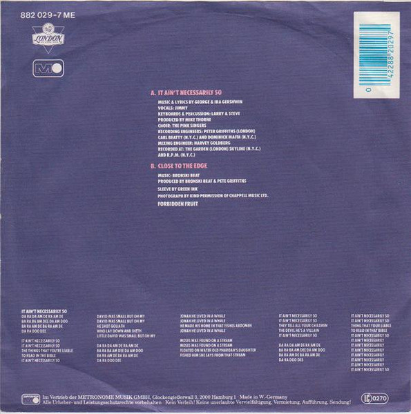 Bronski Beat - It Ain't Necessarily So tweedehands 7 inch LP bij Run4Records