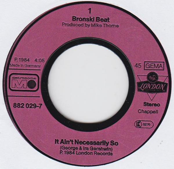 Bronski Beat - It Ain't Necessarily So tweedehands 7 inch LP bij Run4Records