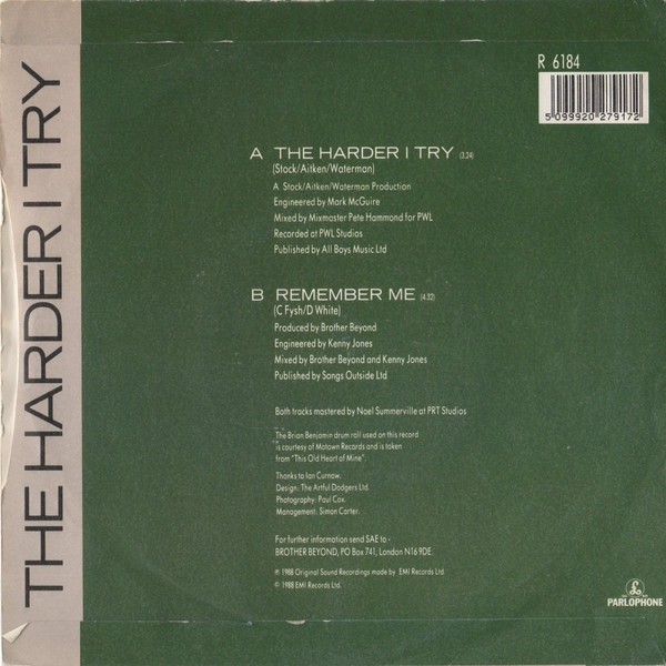 Brother Beyond - The Harder I Try tweedehands 7 inch LP bij Run4Records