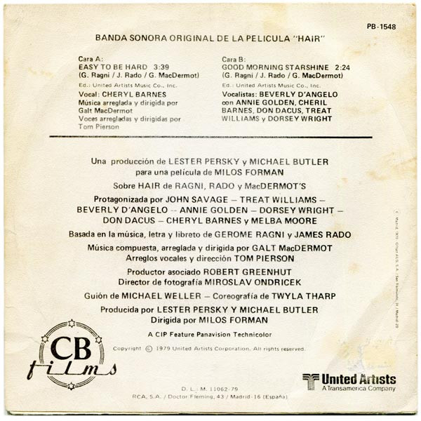 Cheryl Barnes, Beverly D'Angelo - Hair Banda Sonora De La Película tweedehands 7 inch LP bij Run4Records