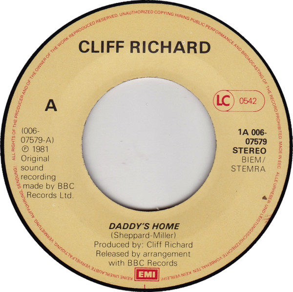 Cliff Richard - Daddy's Home tweedehands 7 inch LP bij Run4Records