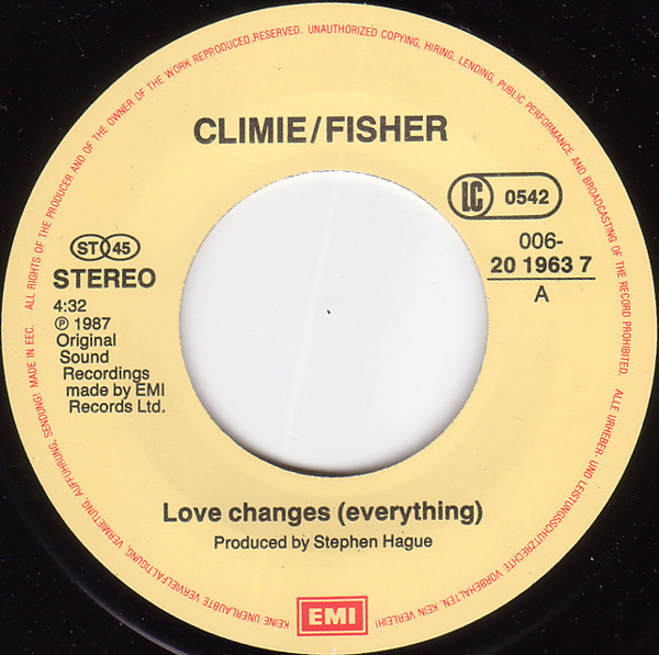 Climie Fisher - Love Changes (Everything) tweedehands 7 inch LP bij Run4Records