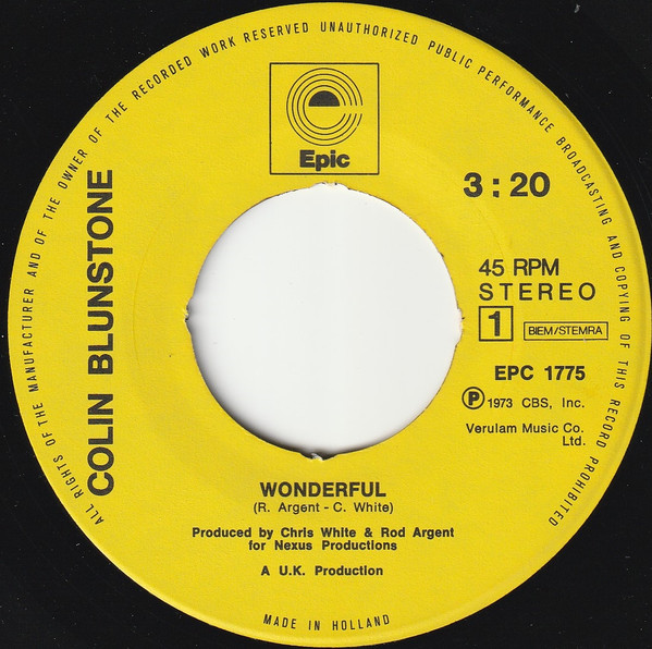 Colin Blunstone - Wonderful tweedehands 7 inch LP bij Run4Records