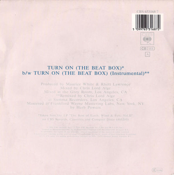 Earth, Wind & Fire - Turn On (The Beat Box) tweedehands 7 inch LP bij Run4Records