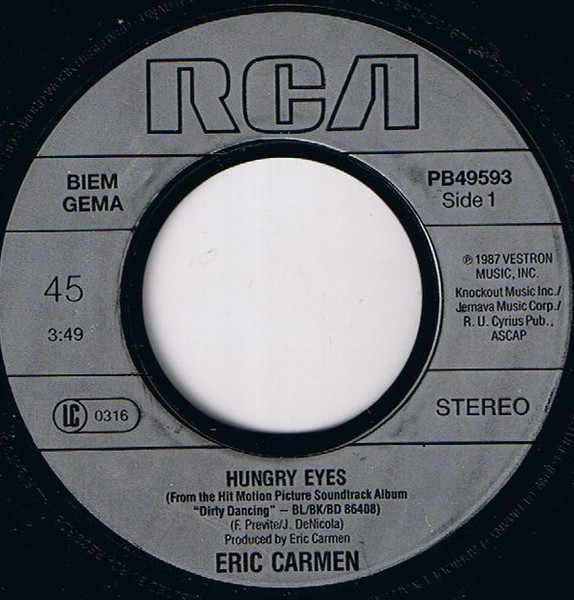 Eric Carmen - Hungry Eyes tweedehands 7 inch LP bij Run4Records