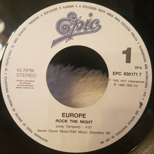 Europe (2) - Rock The Night tweedehands 7 inch LP bij Run4Records