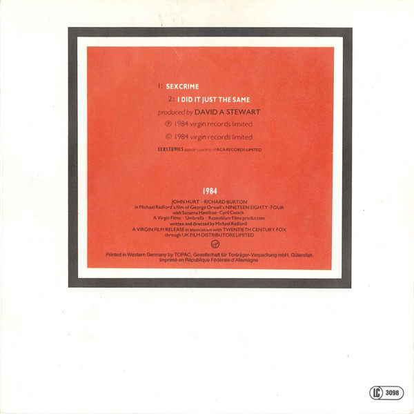 Eurythmics - Sexcrime (Nineteen Eighty ▪ Four) tweedehands 7 inch LP bij Run4Records