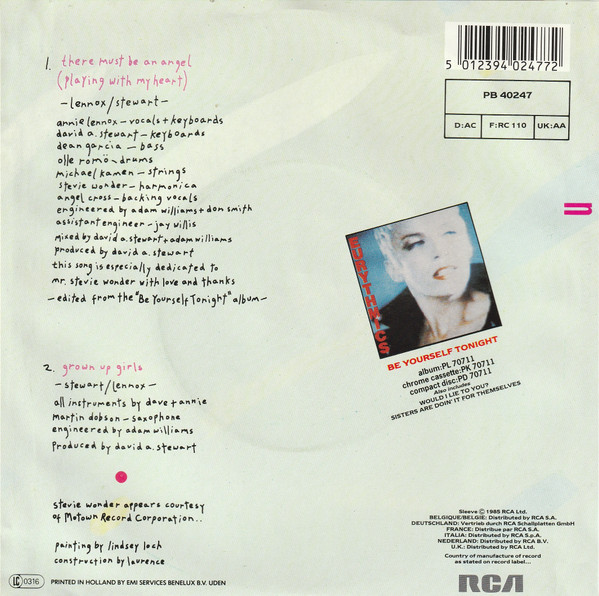 Eurythmics - There Must Be An Angel (Playing With My Heart) tweedehands 7 inch LP bij Run4Records