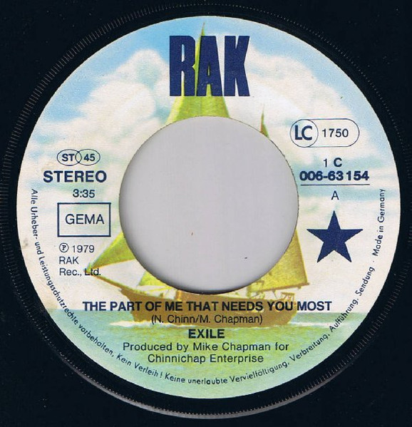 Exile (7) - The Part Of Me That Needs You Most tweedehands 7 inch LP bij Run4Records