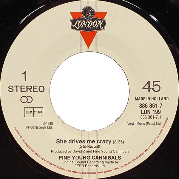 Fine Young Cannibals - She Drives Me Crazy tweedehands 7 inch LP bij Run4Records
