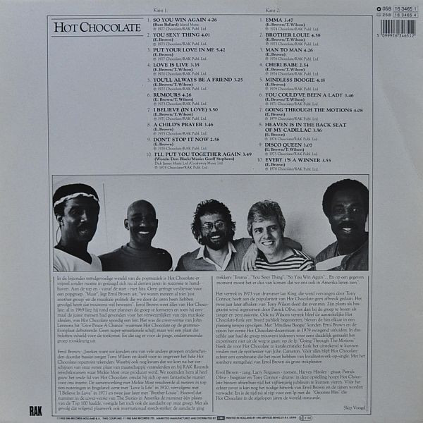 Hot Chocolate - 20 Hottest Hits tweedehands soul LP bij Run4Records