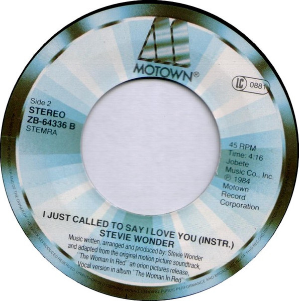Stevie Wonder - I Just Called To Say I Love You tweedehands 7 inch LP bij Run4Records