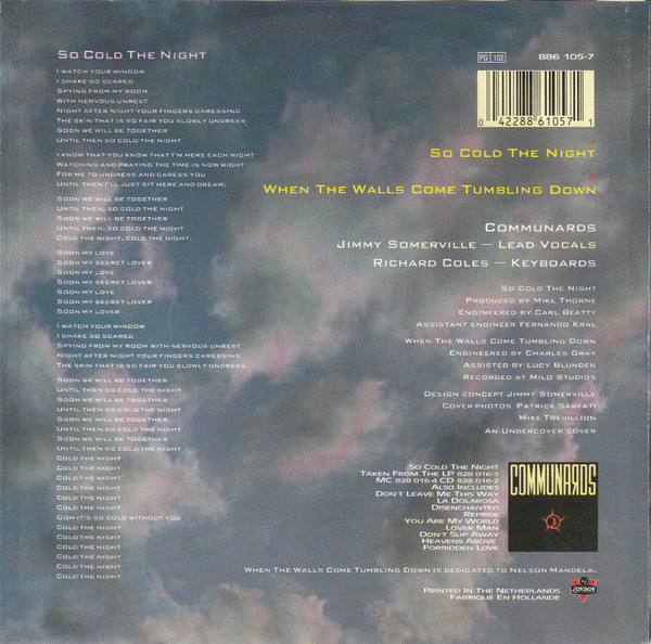 The Communards - So Cold The Night tweedehands 7 inch LP bij Run4Records
