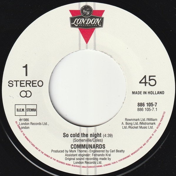 The Communards - So Cold The Night tweedehands 7 inch LP bij Run4Records
