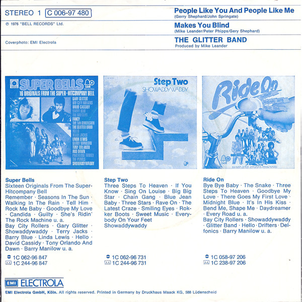 The Glitter Band - People Like You And People Like Me tweedehands 7 inch LP bij Run4Records