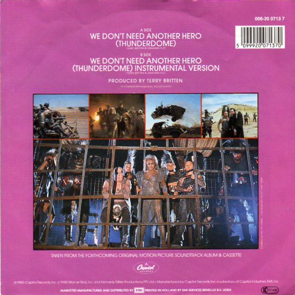 Tina Turner - We Don't Need Another Hero (Thunderdome) tweedehands 7 inch LP bij Run4Records