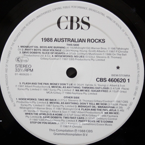 Various - 1988 Australian Rocks tweedehands verzamel LP bij Run4Records