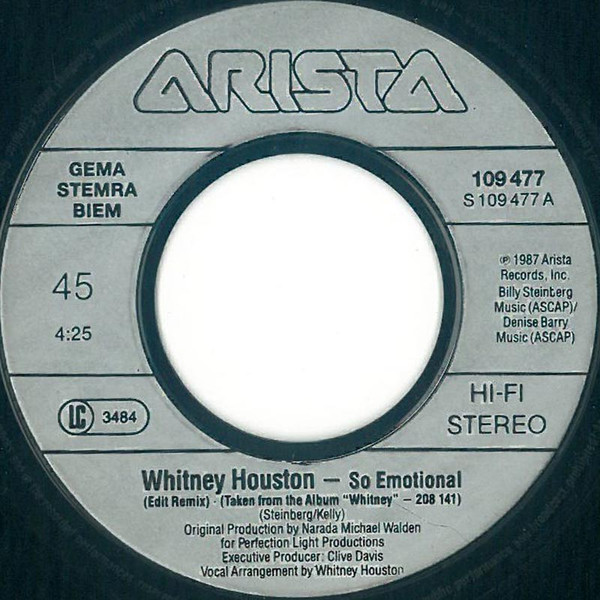 Whitney Houston - So Emotional tweedehands 7 inch LP bij Run4Records