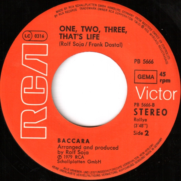 Baccara - Ay, Ay Sailor / One, Two, Three, That's Life tweedehands 7 inch LP bij Run4Records